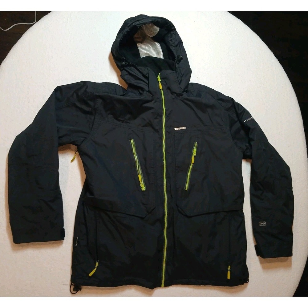 Trespass Men's Black TP75 Waterproof Windproof Hooded Parka Jacket Size Large